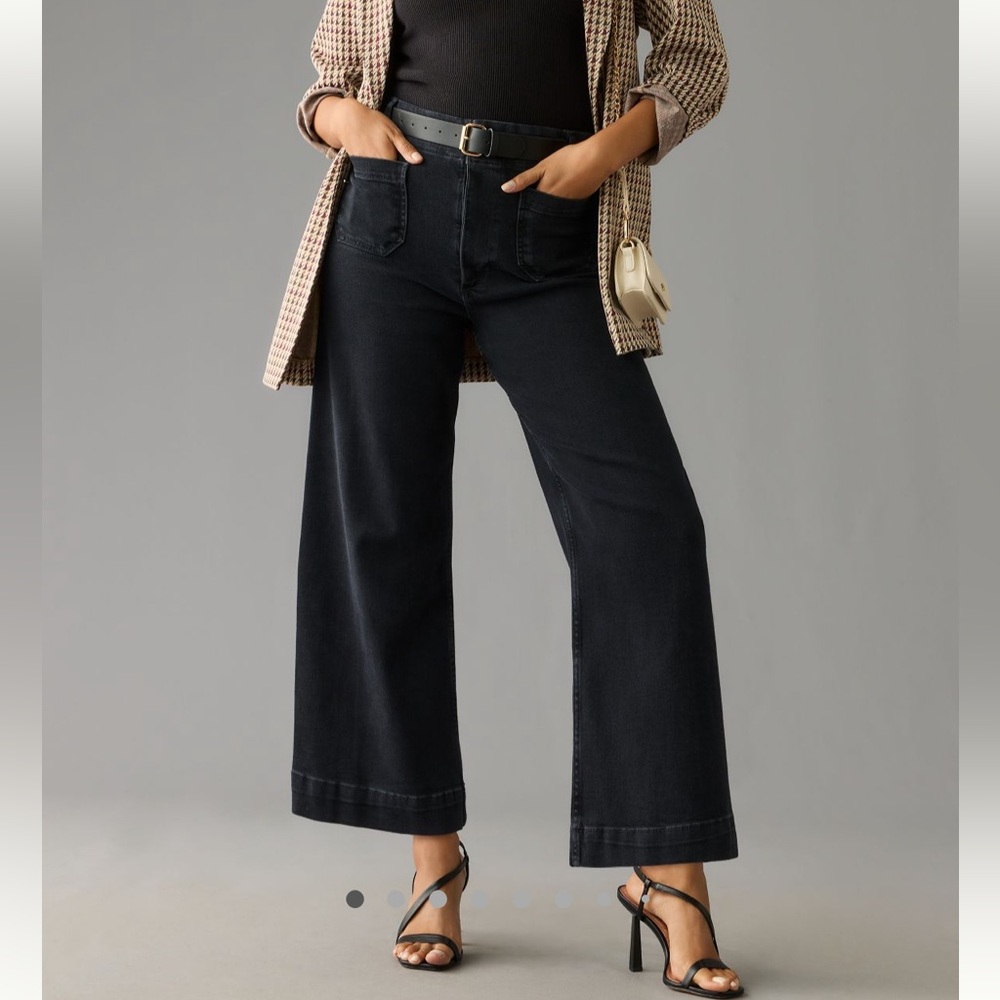 The Colette Denim Cropped Wide-Leg Jeans by Maeve Anthropologie Sz 32